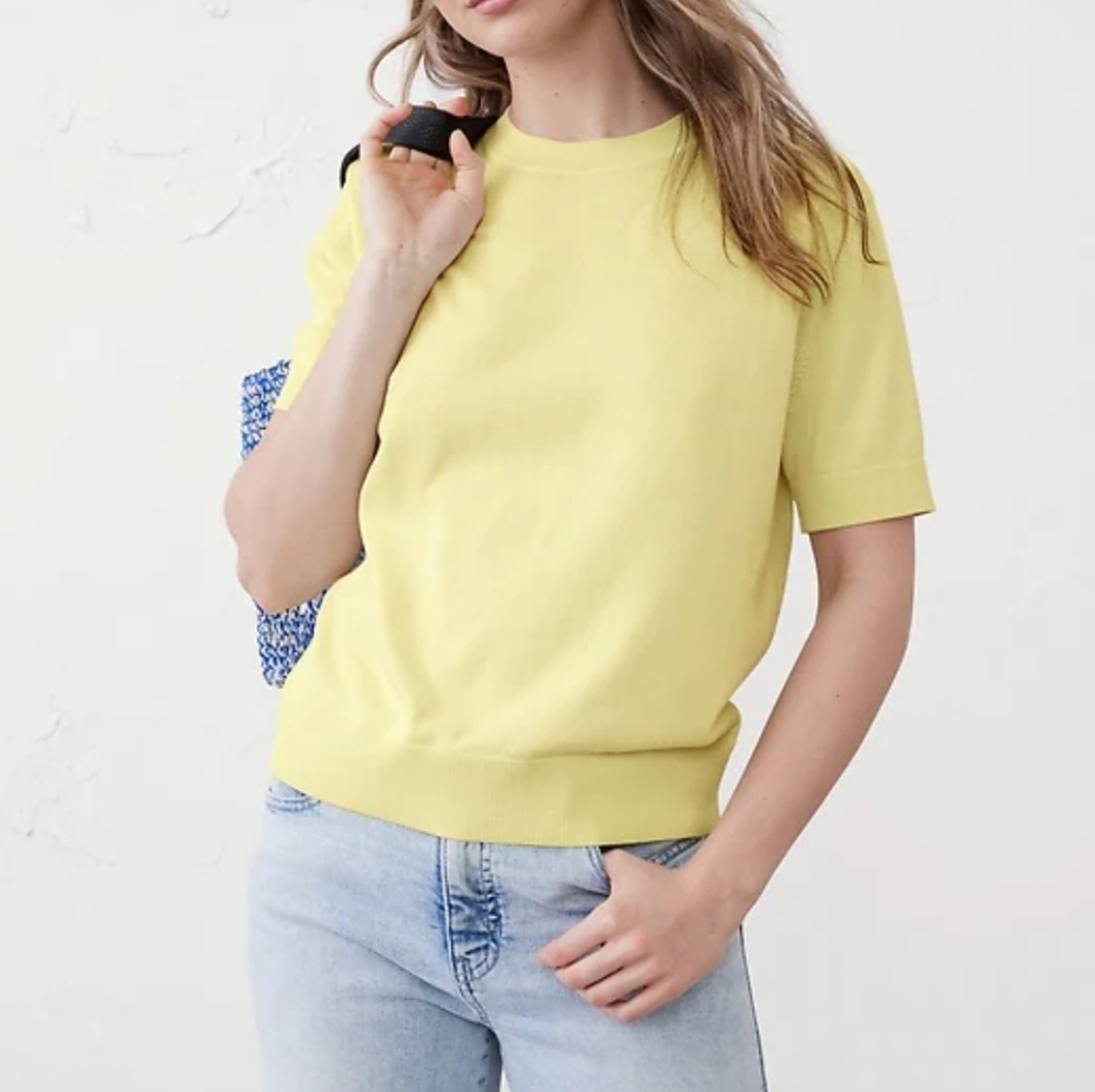 Banana Republic Forever Sweater Short Sleeve Knit Top Women's Large Yellow